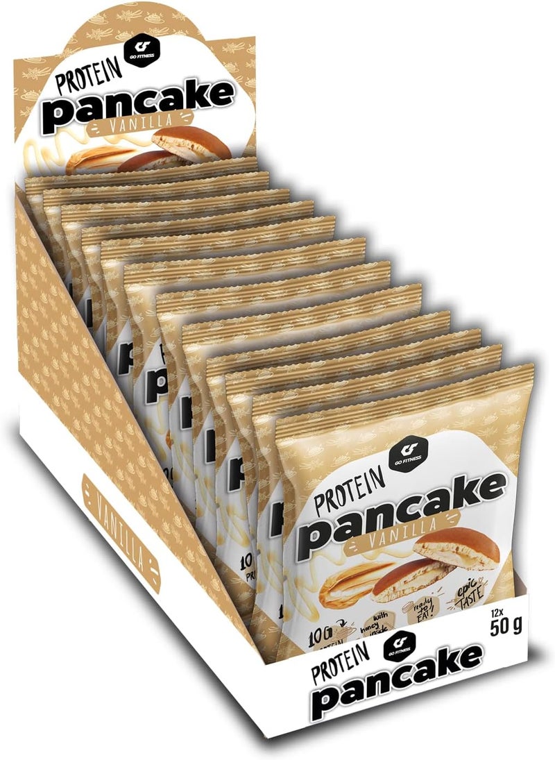 Go Fitness 12 Protein Pancakes - High Protein Snack, Freshly Baked & Extremely Delicious - Protein Bar Alternative with 10 g Protein Per Pancake (Vanilla)