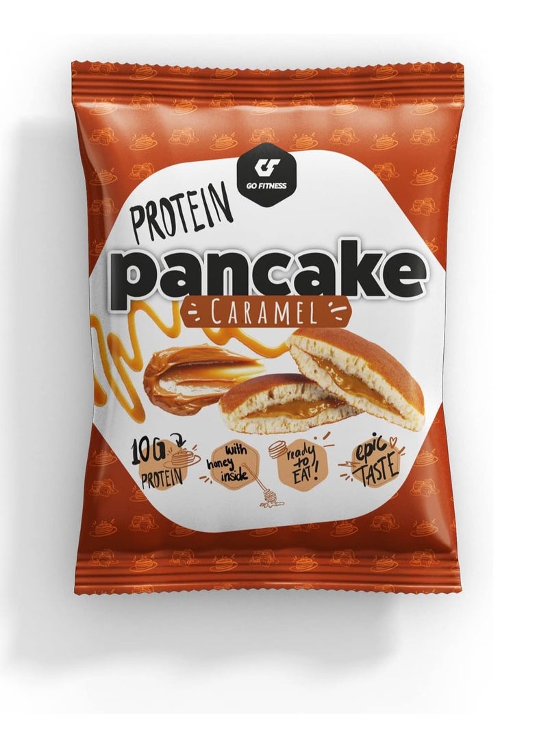 Go Fitness 12 Protein Pancakes - High Protein Snack, Freshly Baked & Extremely Delicious - Protein Bar Alternative with 10 g Protein Per Pancake (Caramel)