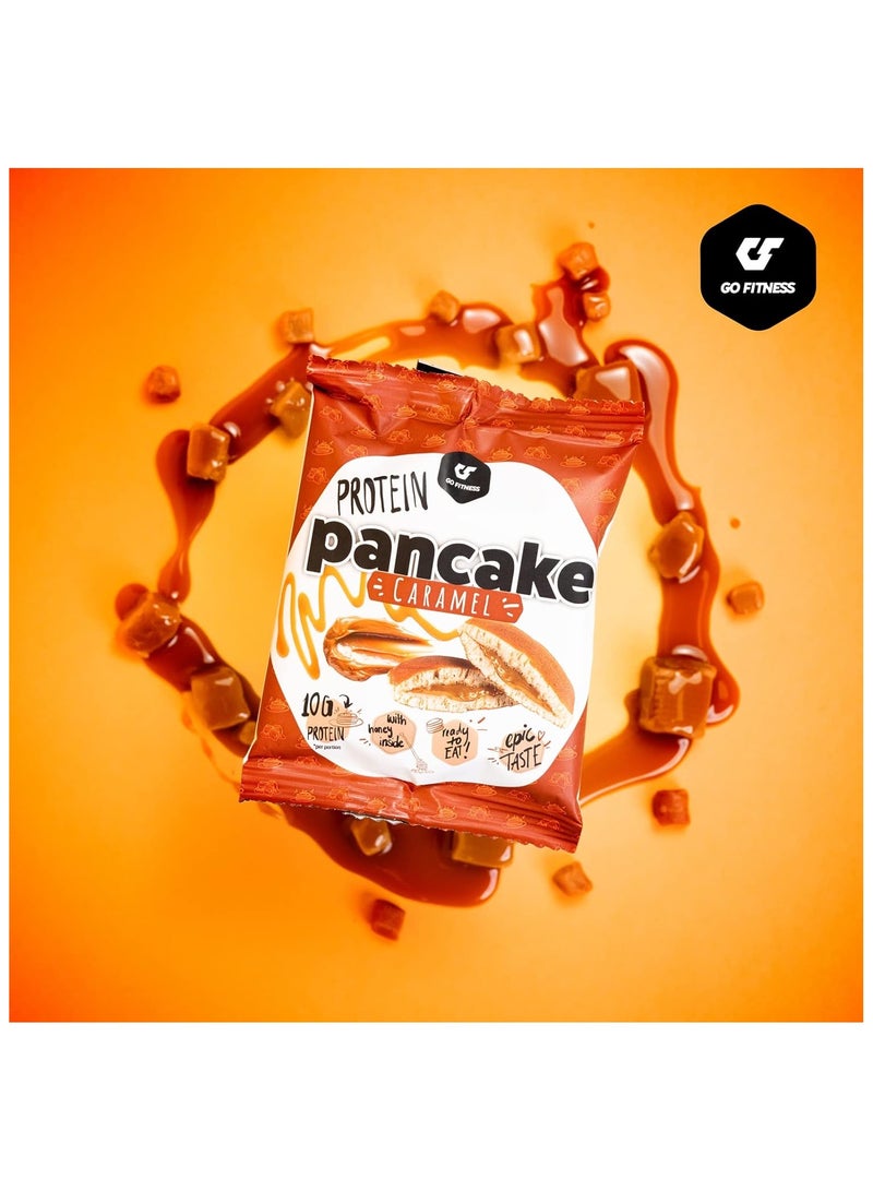 Go Fitness 12 Protein Pancakes - High Protein Snack, Freshly Baked & Extremely Delicious - Protein Bar Alternative with 10 g Protein Per Pancake (Caramel)