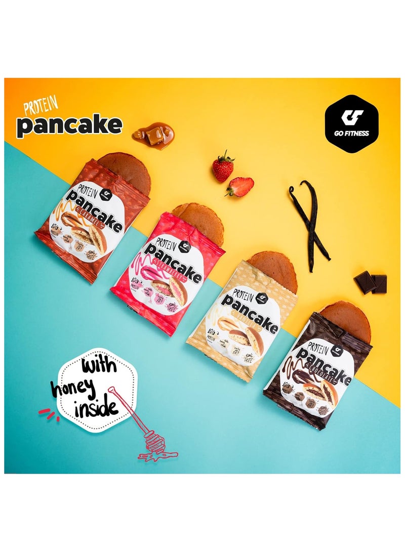 Go Fitness 12 Protein Pancakes - High Protein Snack, Freshly Baked & Extremely Delicious - Protein Bar Alternative with 10 g Protein Per Pancake (Chocolate)