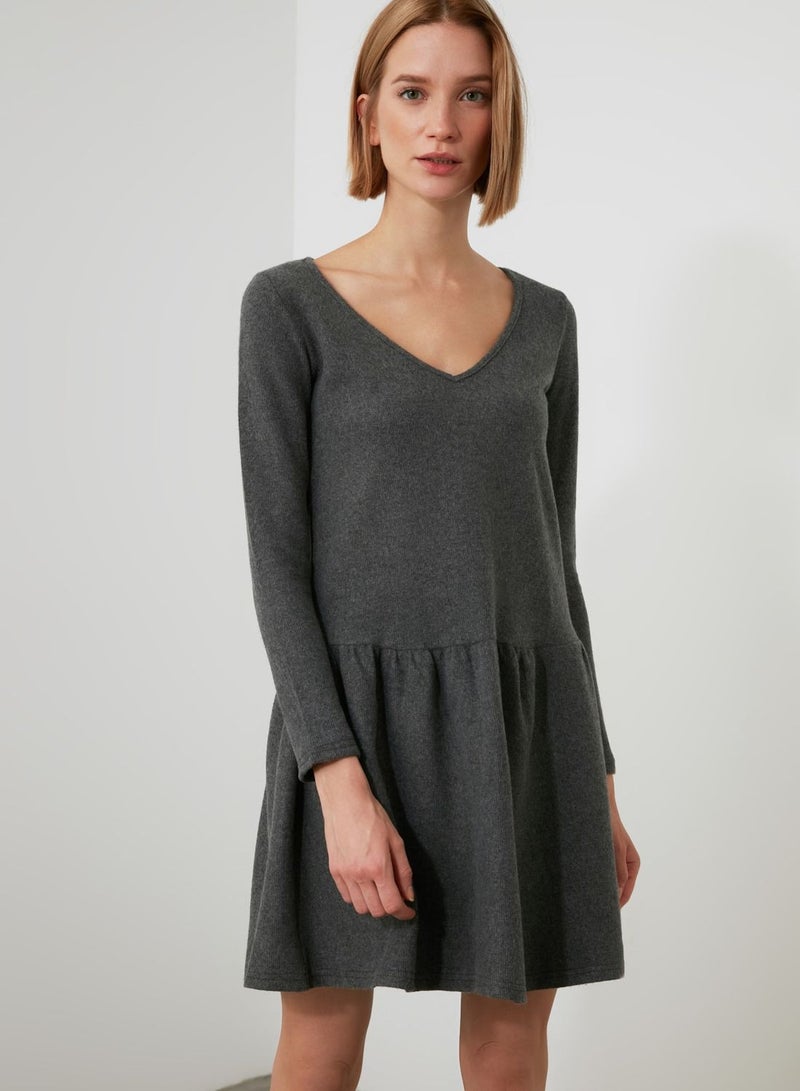 V-Neck Knitted Dress