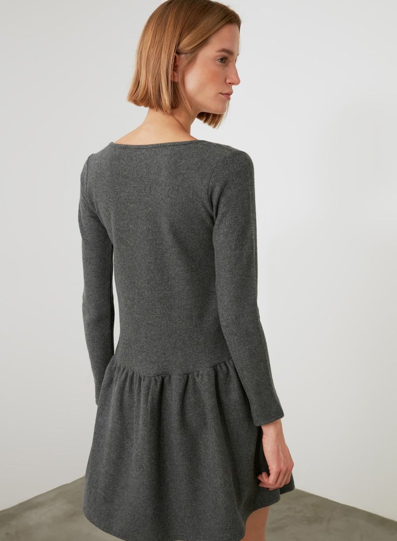 V-Neck Knitted Dress