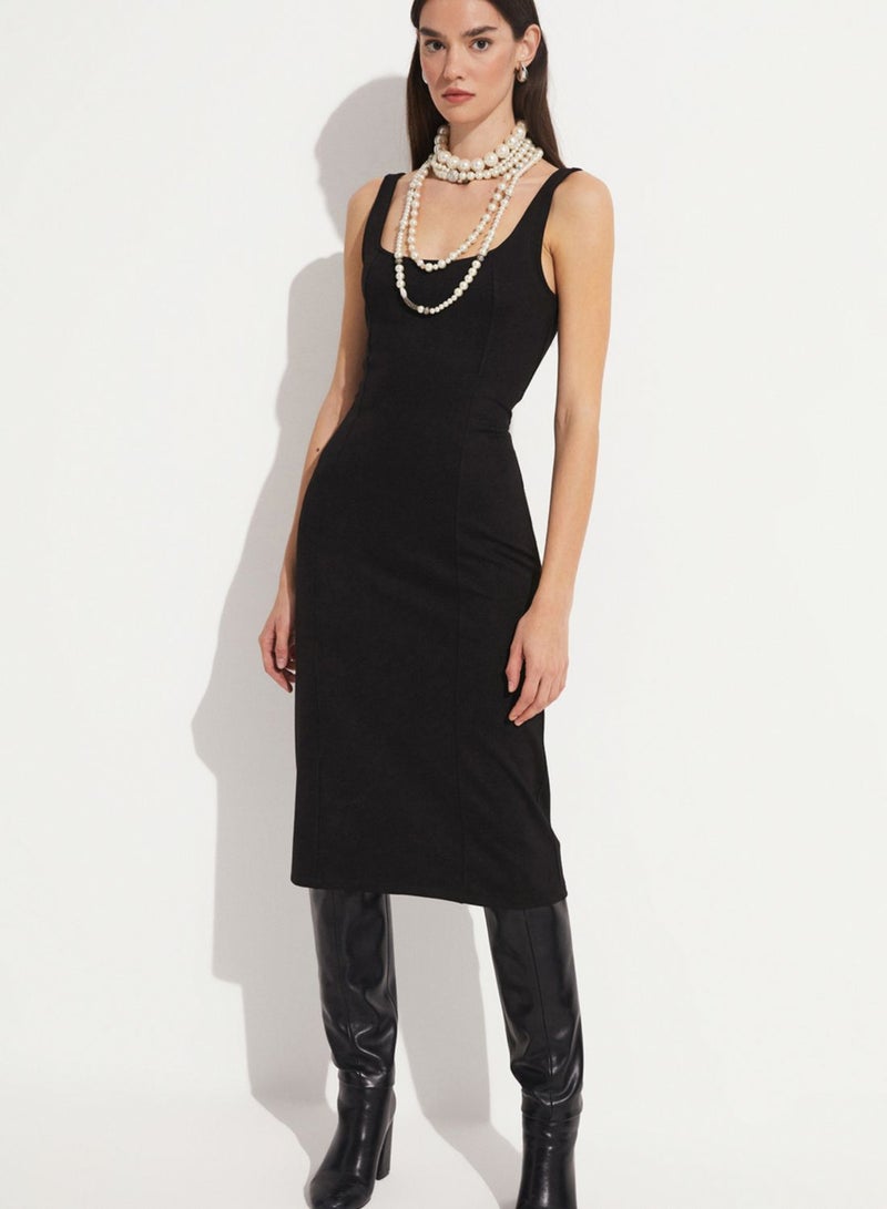 Square Neck Knitted Dress