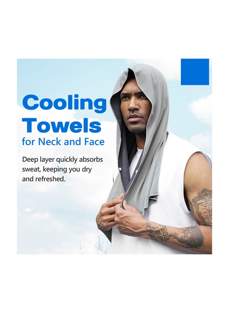 Cooling Hoodie Towel, Cooling Towels for Neck and Face, When Wet Cooling Neck Wraps, UV Protection Cooling Neck Wraps, Sport Workout Camping Cycling Cool Towel for Hot Weather (Black+Grey)(2 Pack)