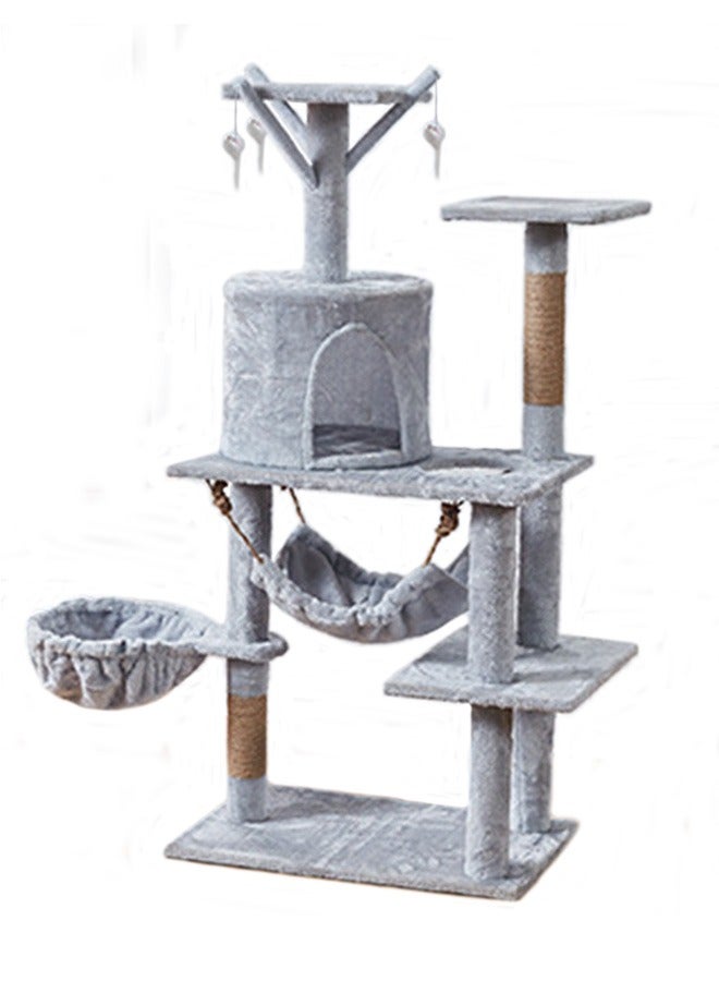 Wooden Cat Tree , Multi-Level Activity Cat Tower Furniture For Cats 60x40x125 Cm Grey