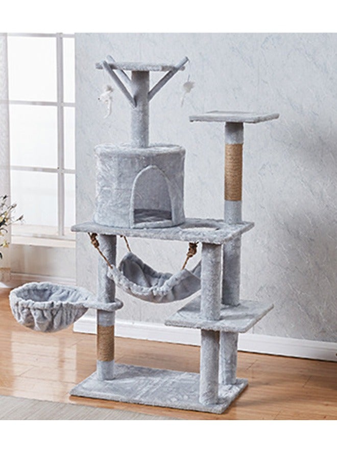 Wooden Cat Tree , Multi-Level Activity Cat Tower Furniture For Cats 60x40x125 Cm Grey