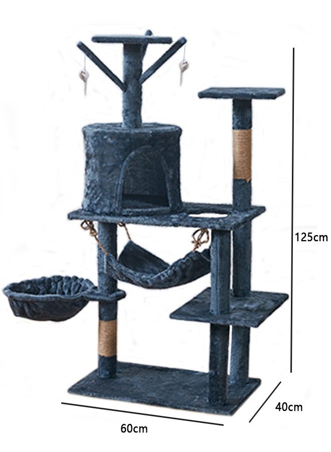 Wooden Cat Tree 125CM, Multi-Level Activity Cat Tower Furniture for Cats