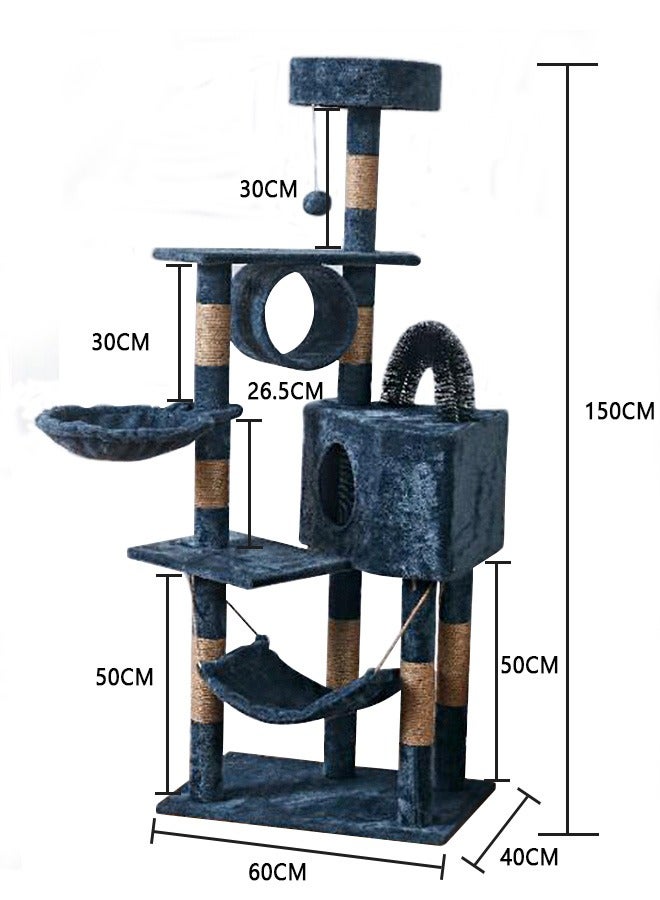 Large Wooden Cat Tree , Multi-Level Activity Cat Tower Furniture For Cat 60x40x150 Cm