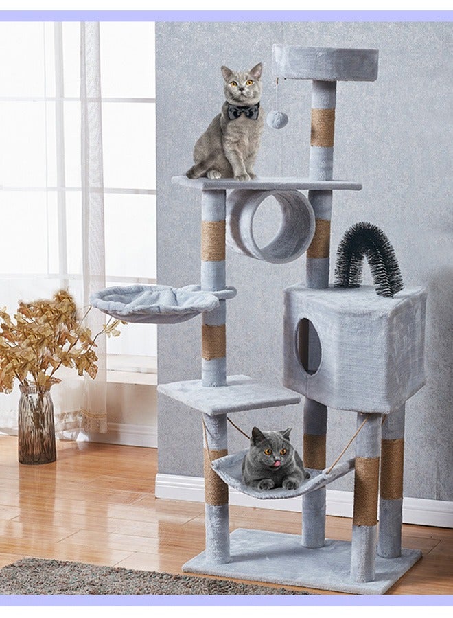 Large Wooden Cat Tree Multi-Level Activity Cats Tower Furniture For Cats 60x40x150 Cm Grey