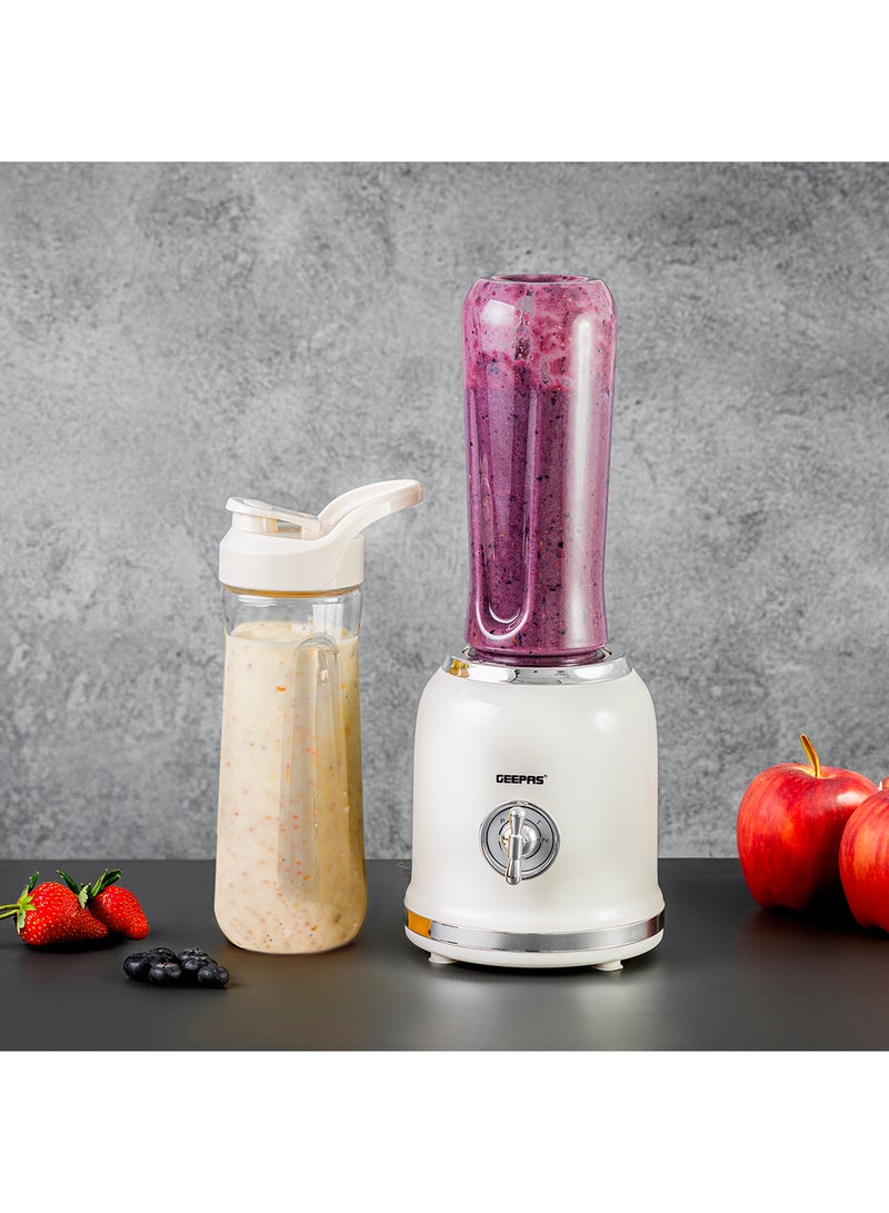 Personal Blender With 2 Speed & Pulse Mode , 6 Pcs Stainless Steel Blades, 2 Pcs BPA Free Tritan Bottles, AC Motor, PP Housing, Non Slipping Foot 0.6 L 300 W GSB44113 White, Grey