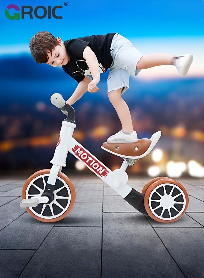 5 in 1 Tricycle for Toddlers, 3 Wheel Baby Bicycle Folding Kids Bikes with Adjustable Seat and Removable Pedal, Ride-on Toys for Toddlers, Balance Training with Easy Assembly Removable Pedal