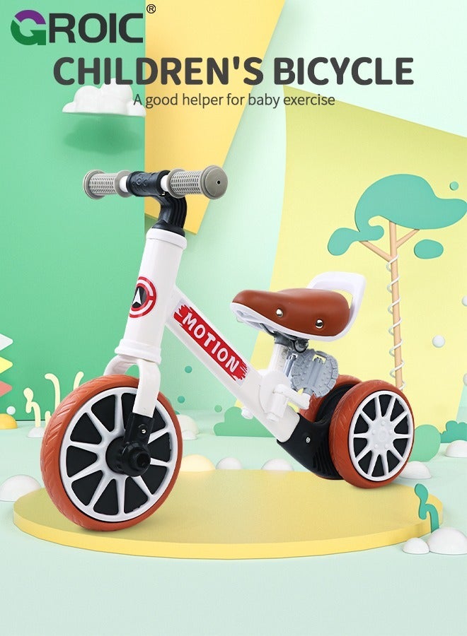 5 in 1 Tricycle for Toddlers, 3 Wheel Baby Bicycle Folding Kids Bikes with Adjustable Seat and Removable Pedal, Ride-on Toys for Toddlers, Balance Training with Easy Assembly Removable Pedal