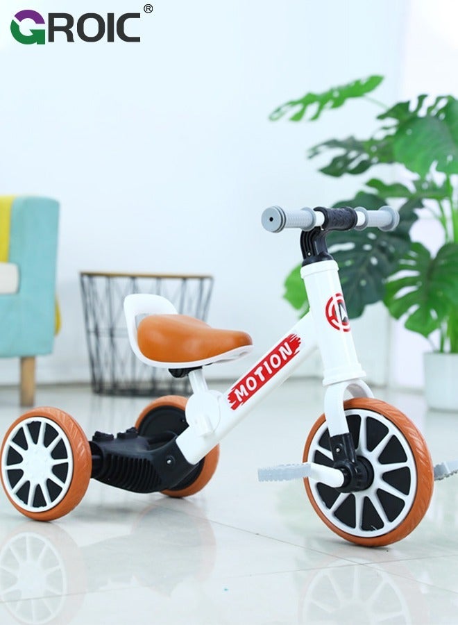 5 in 1 Tricycle for Toddlers, 3 Wheel Baby Bicycle Folding Kids Bikes with Adjustable Seat and Removable Pedal, Ride-on Toys for Toddlers, Balance Training with Easy Assembly Removable Pedal