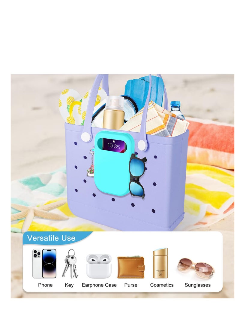 Bag Insert Pouch for Travel Tote Bag Beach Bag Accessories Inlaid Mobile Phone Bag with Cover Ladies Travel Insert Organiser Tidy Bag Purse Pouch for Phone Sunglas Purse Makeup Keys Teal