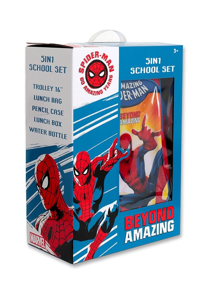 Marvel Spiderman Downtown Hero 5 in 1 Trolley Box Set 16 inches