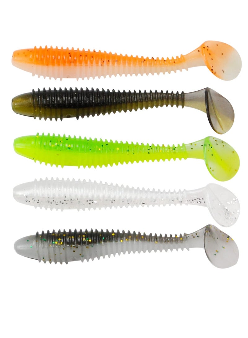 Paddle Tail Swimbaits 40 Pcs Bass Fishing Lure Trout Bait 2 and 3 Inch Two-Tone Color Soft Plastic Fishing Bait Pliable and Durable Great Reflective Effect for Freshwater Saltwater 5 Color