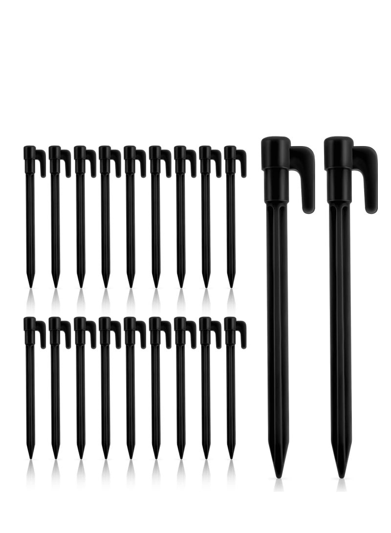 Tent Stakes 100 Pack High Strength Plastic Camping Stakes 14.7 CM Long Heavy Duty Canopy Anchoring Pegs Sand Stakes Outdoor Beach Spikes for Camping Gardening Landscaping Black