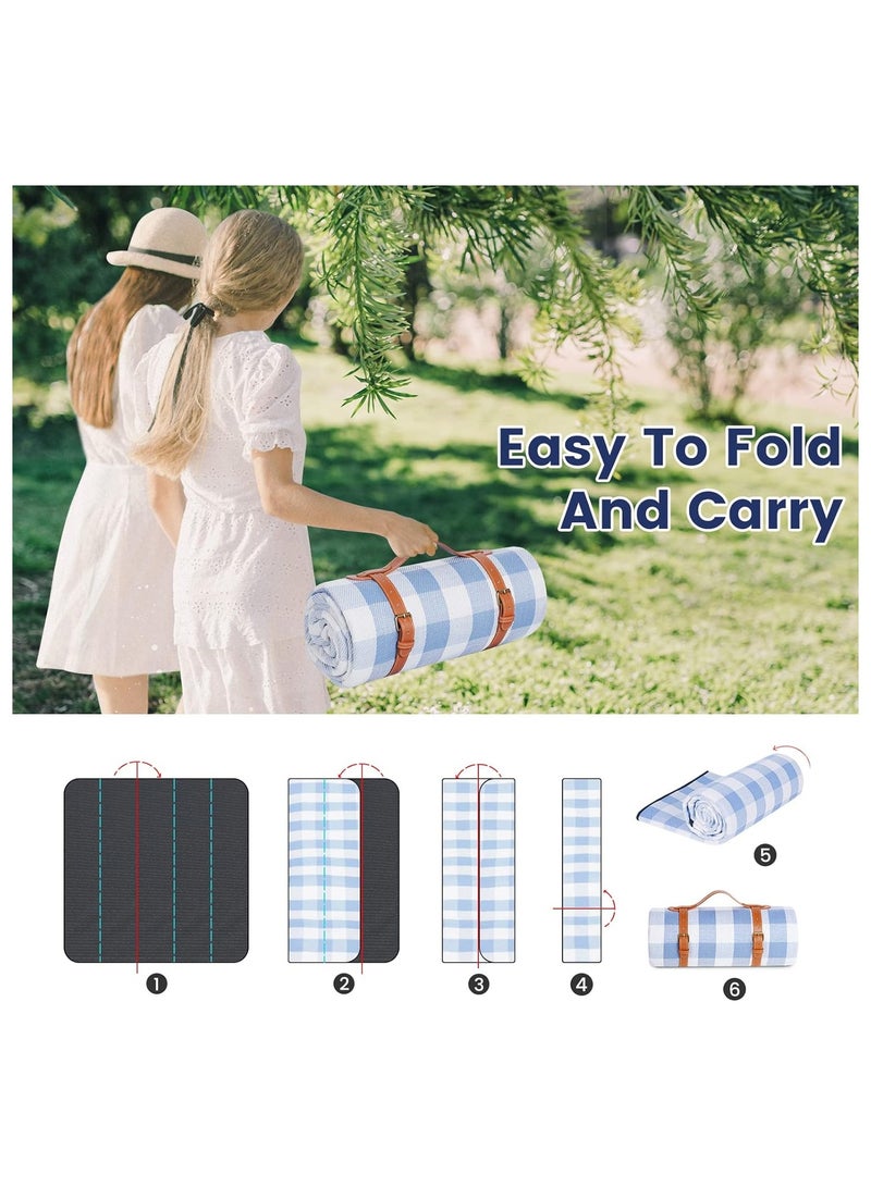 Outdoor Picnic Mat, Spacious 80”x 80” Picnic Blanket: Extra Large, Waterproof, and Foldable Beach Blanket for 6-8 Adults - Ideal for Camping, Park, Beach, Grass, and Indoor Gatherings