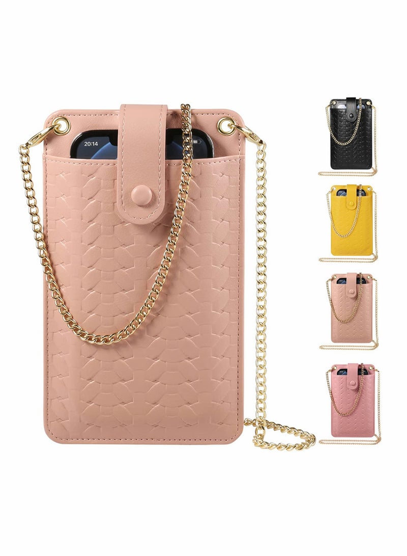 Cell Phone Purse Wallet Small Crossbody Bags Mini Shoulder Bag with Card Slot for iPhone 13 12 11 Pro Max XR (Pink)