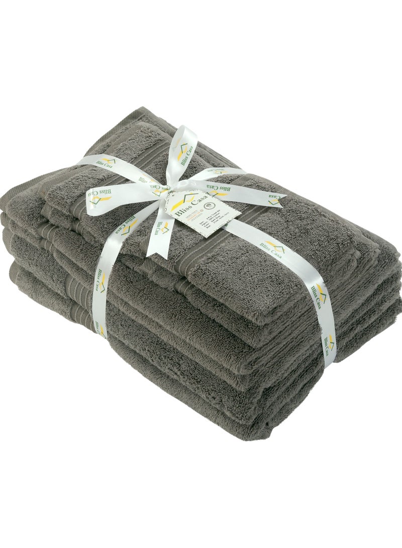 Bliss Casa 8 Piece Towel Set; 2 Bath Towels, 2 Hand Towels and 4 Washcloths - 550 GSM 100% Combed Cotton Quick Dry Highly Absorbent Thick Bathroom Towels - Soft Hotel Quality for Bath and Spa