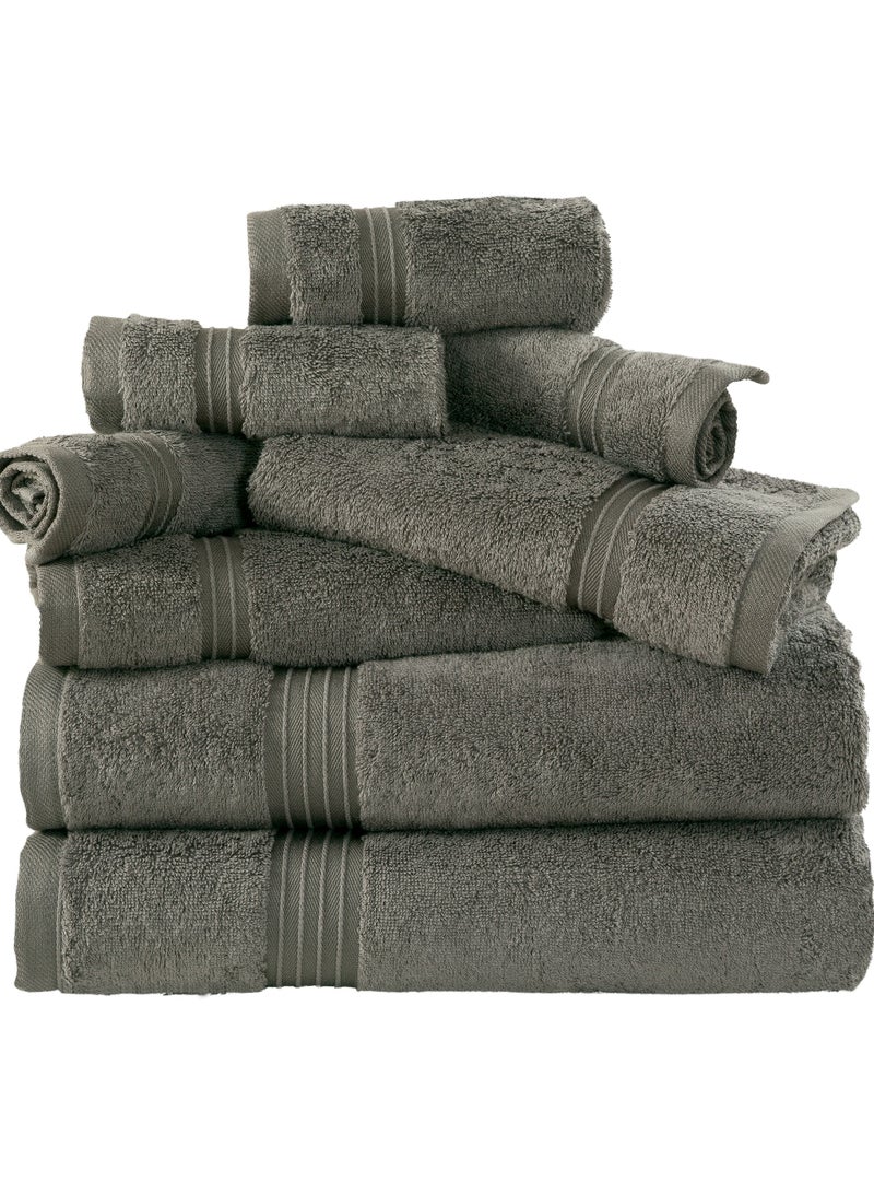 Bliss Casa 8 Piece Towel Set; 2 Bath Towels, 2 Hand Towels and 4 Washcloths - 550 GSM 100% Combed Cotton Quick Dry Highly Absorbent Thick Bathroom Towels - Soft Hotel Quality for Bath and Spa
