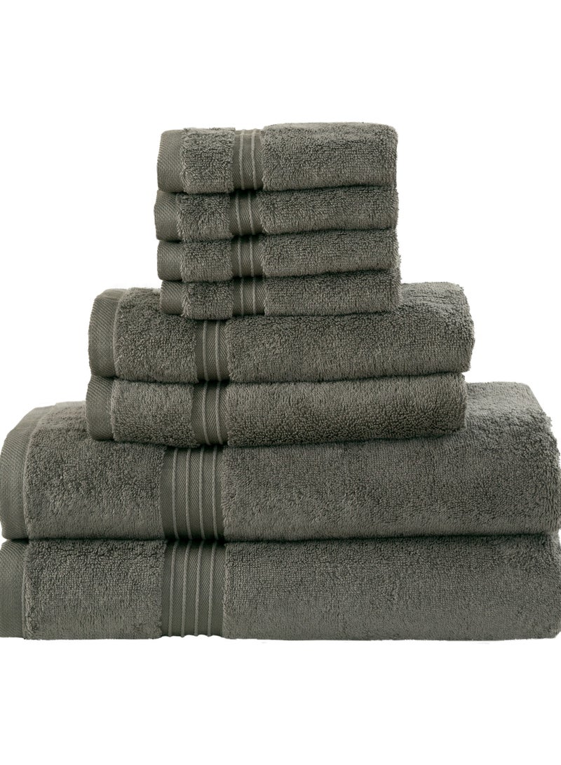 Bliss Casa 8 Piece Towel Set; 2 Bath Towels, 2 Hand Towels and 4 Washcloths - 550 GSM 100% Combed Cotton Quick Dry Highly Absorbent Thick Bathroom Towels - Soft Hotel Quality for Bath and Spa