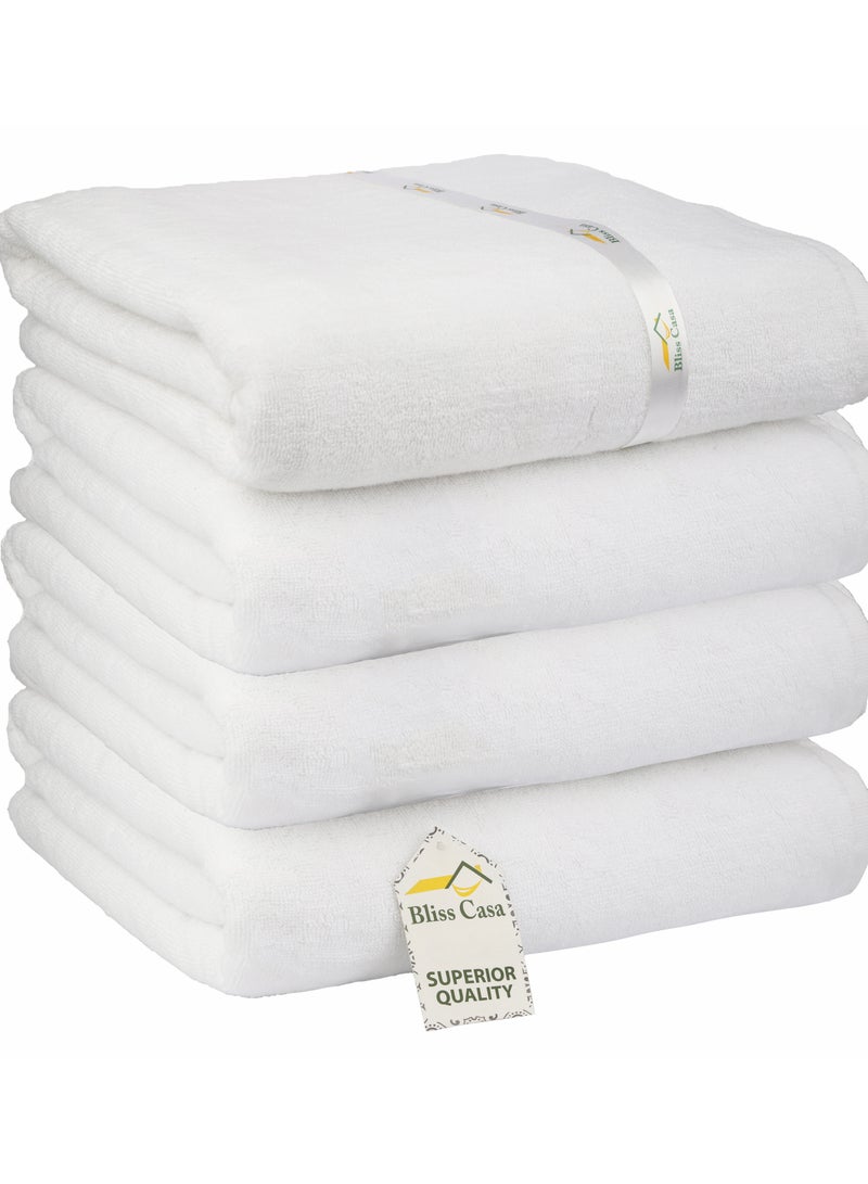 Bliss Casa Indigo 100% Cotton Bath Towels (4 Pack, 70x140 cm) - 600 GSM Bathroom towels Super Absorbent and Soft Hotel Towels, Ideal for Use in Hotels and Restaurants