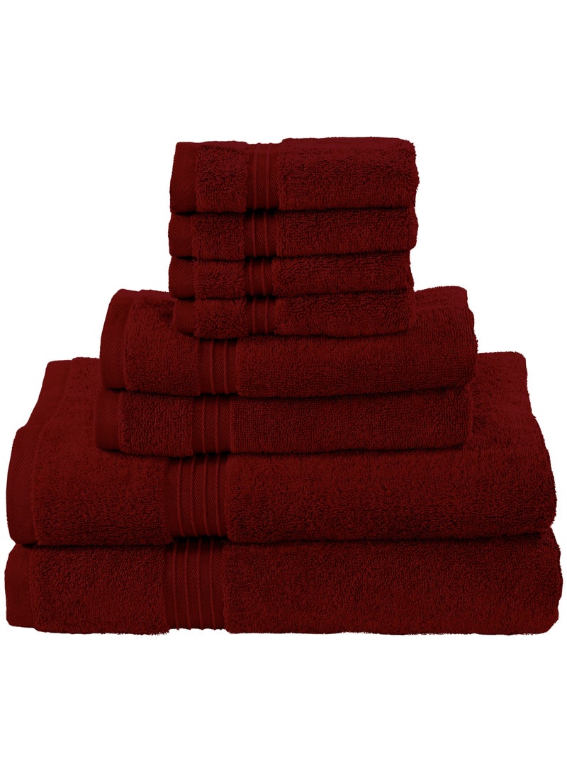 Bliss Casa 8 Piece Towel Set; 2 Bath Towels, 2 Hand Towels and 4 Washcloths - 550 GSM 100% Combed Cotton Quick Dry Highly Absorbent Thick Bathroom Towels - Soft Hotel Quality for Bath and Spa