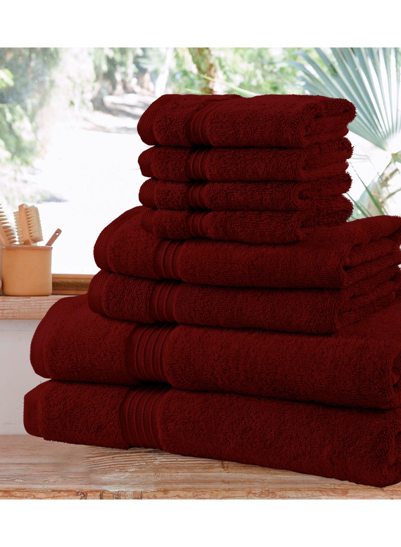 Bliss Casa 8 Piece Towel Set; 2 Bath Towels, 2 Hand Towels and 4 Washcloths - 550 GSM 100% Combed Cotton Quick Dry Highly Absorbent Thick Bathroom Towels - Soft Hotel Quality for Bath and Spa