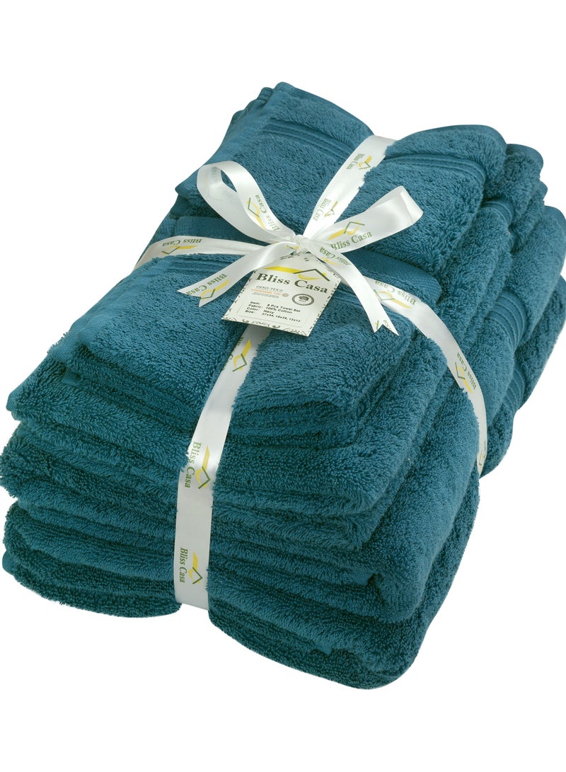 Bliss Casa 8 Piece Towel Set; 2 Bath Towels, 2 Hand Towels and 4 Washcloths - 550 GSM 100% Combed Cotton Quick Dry Highly Absorbent Thick Bathroom Towels - Soft Hotel Quality for Bath and Spa