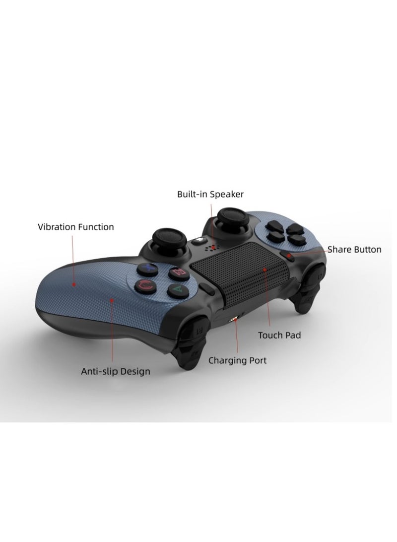 Wireless Controller for PS4/PS4 Slim/PS4 Pro/PC Anti-Slip Playstation 4 Gamepad Hand Joystick with USB Cable & Dual Vibration & Clickable Touchpad & Audio Function & LED Light