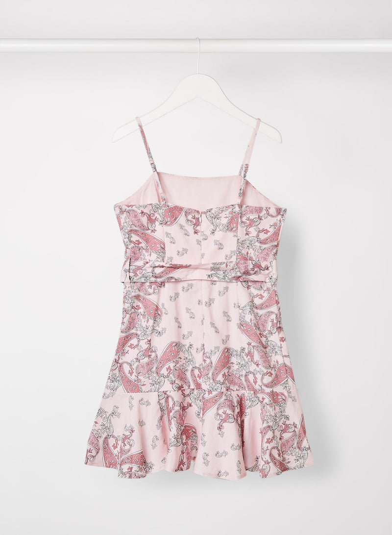 Teen Paisley Print Dress Pink