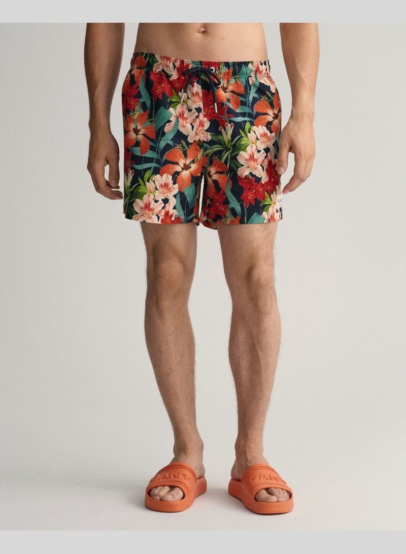 Gant Classic Fit Floral Print Swim Shorts