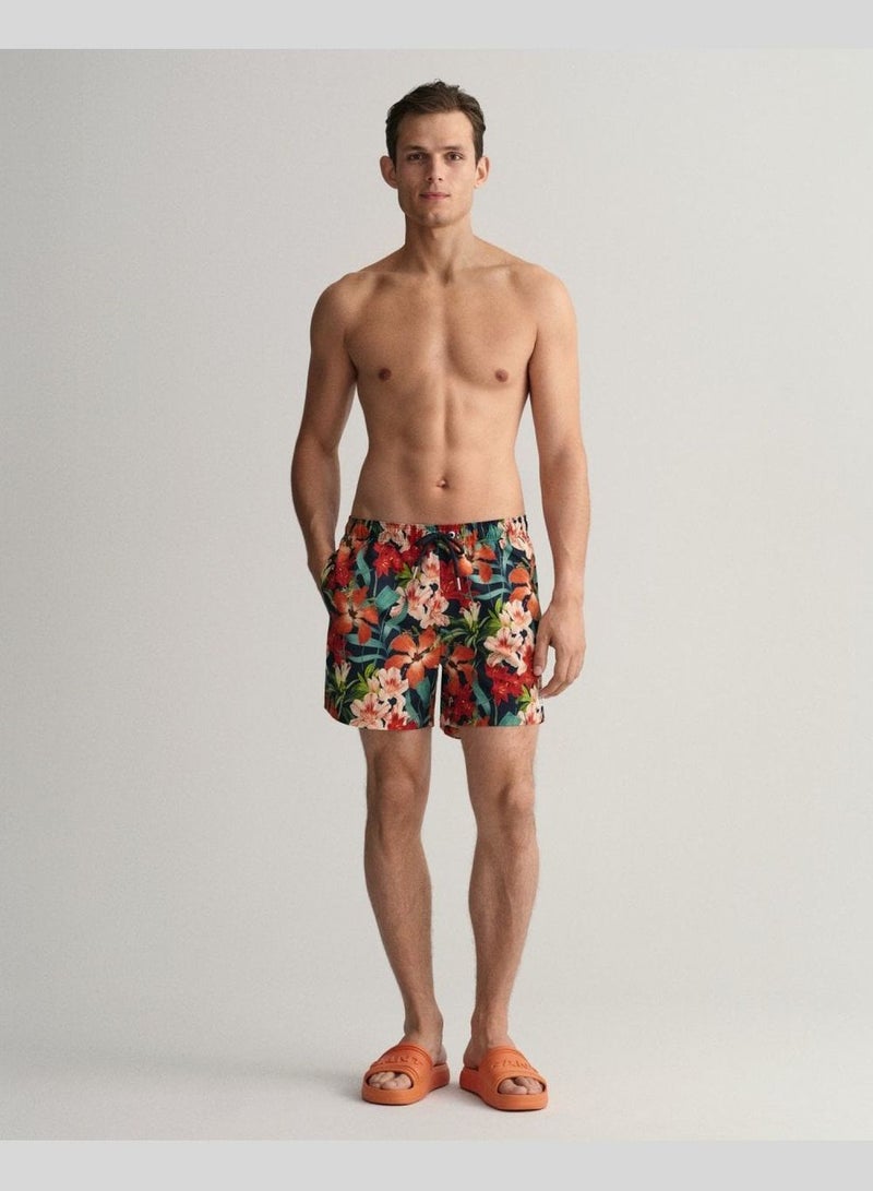 Gant Classic Fit Floral Print Swim Shorts