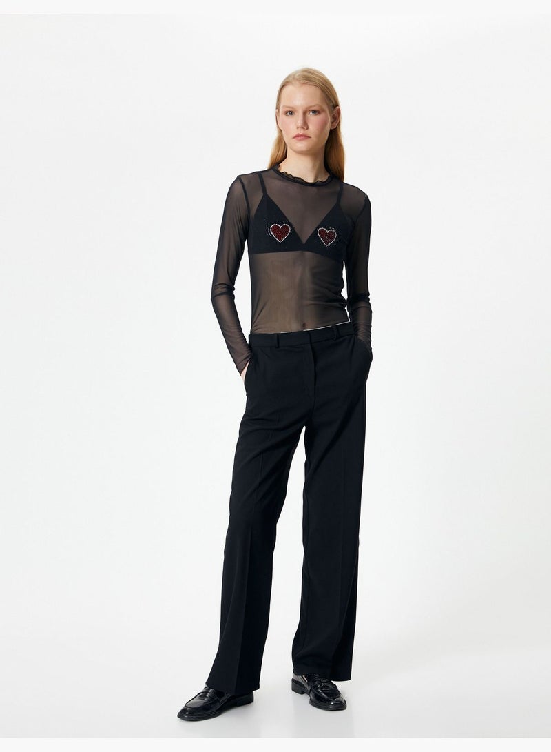 Heart Embroidered Sheer T-Shirt