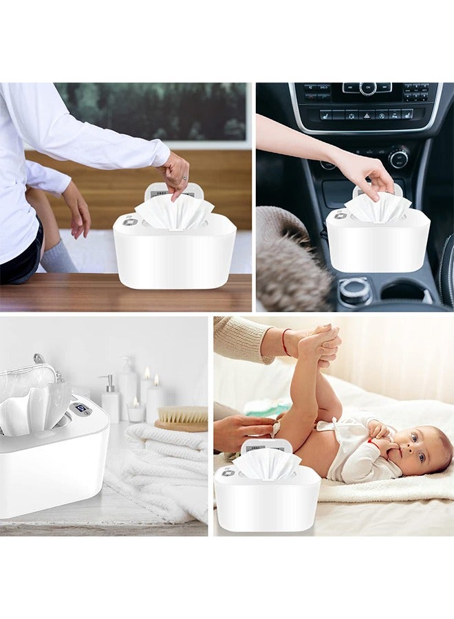 Wipe Warmer with Digital Display,Large Capacity Wipes Dispenser, 3 Modes of Temperature Heating Control,Warms Quickly and Evenly, Comfort and Safety for Baby（White）