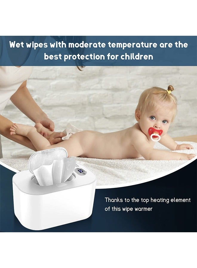 Wipe Warmer with Digital Display,Large Capacity Wipes Dispenser, 3 Modes of Temperature Heating Control,Warms Quickly and Evenly, Comfort and Safety for Baby（White）