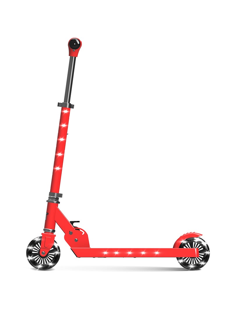 LiT Starship 2-Wheel Kick Scooter Candy Red | Foldable Lightweight Scooter for Kids Age 5+ | Adjustable Handlebar | Rear Brake | Smooth PU Wheels | Outdoor Riding Fun & Easy Storage | LT‑7001