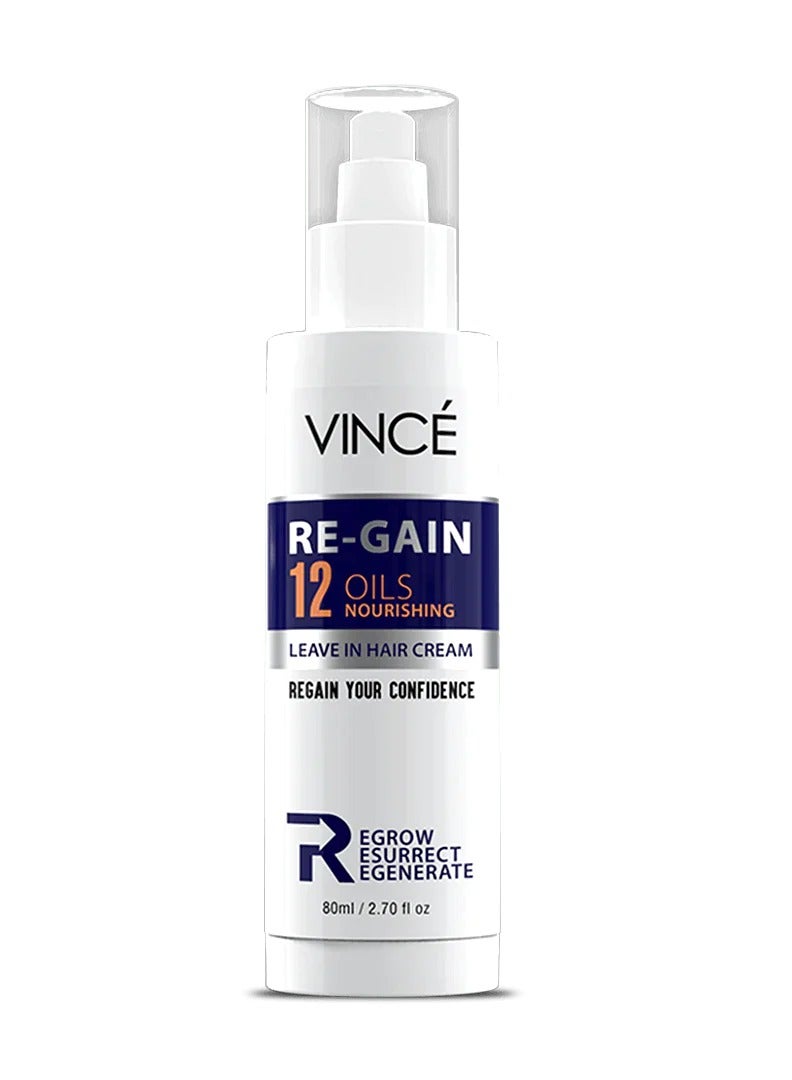 Regain Leave-In Hair Cream - Nourish & Strengthen Hair - with 12 Nourishing Oils + Paraben Free + Reducing Hair Fall 80ml