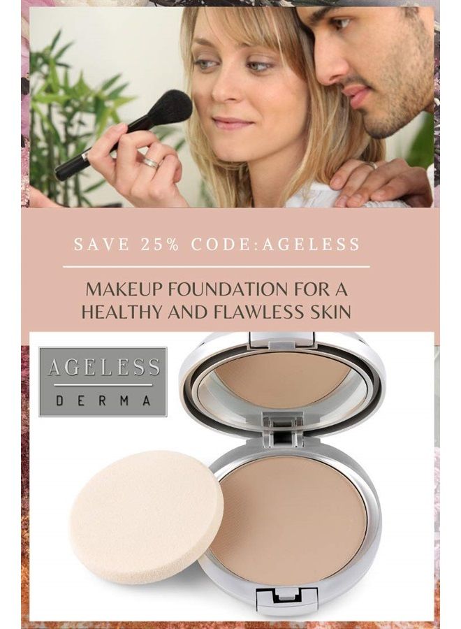 Natural Mineral Makeup Foundation- A Healthy Vegan Full Coverage Pressed Powder Foundation. Made in USA (China Beige)