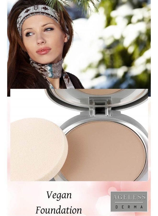 Natural Mineral Makeup Foundation- A Healthy Vegan Full Coverage Pressed Powder Foundation. Made in USA (China Beige)