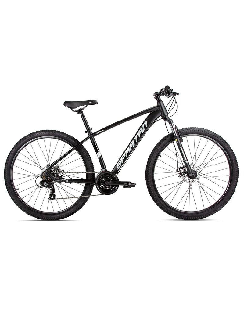 Spartan Calibre Hardtail Mountain Bicycle| Lightweight alloy frame & rims | Gear | Disc brakes | Front Suspension Bike and Shimano Shifters | Black | Size 27.5 Inches