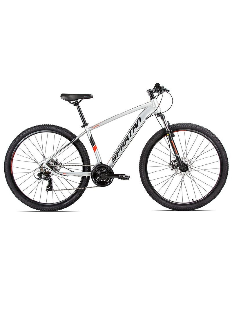 Spartan Calibre Hardtail Mountain Bicycle| Lightweight alloy frame & rims | Gear | Disc brakes | Front Suspension Bike and Shimano Shifters | Silver | Size 27.5 Inches