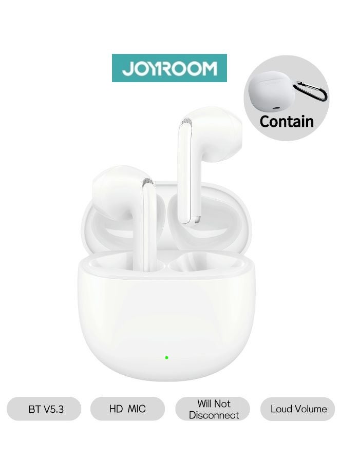 JR-FB1 In-Ear True Wireless Bluetooth 5.3 Headphones Dns Call Noise Reduction 65ms Low Latency Fast Charging IP54 Waterproof With Charging Box And Protective Cover White