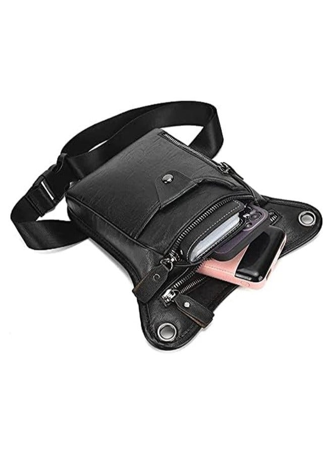 Drop Leg Bag, Leather Thigh Bag with Leg Strap, Multi-pocket Tactical Leg Bag for Men & Women, Tactical Thigh Bag for Travel, Hiking, Climbing, Cycling and Outdoors