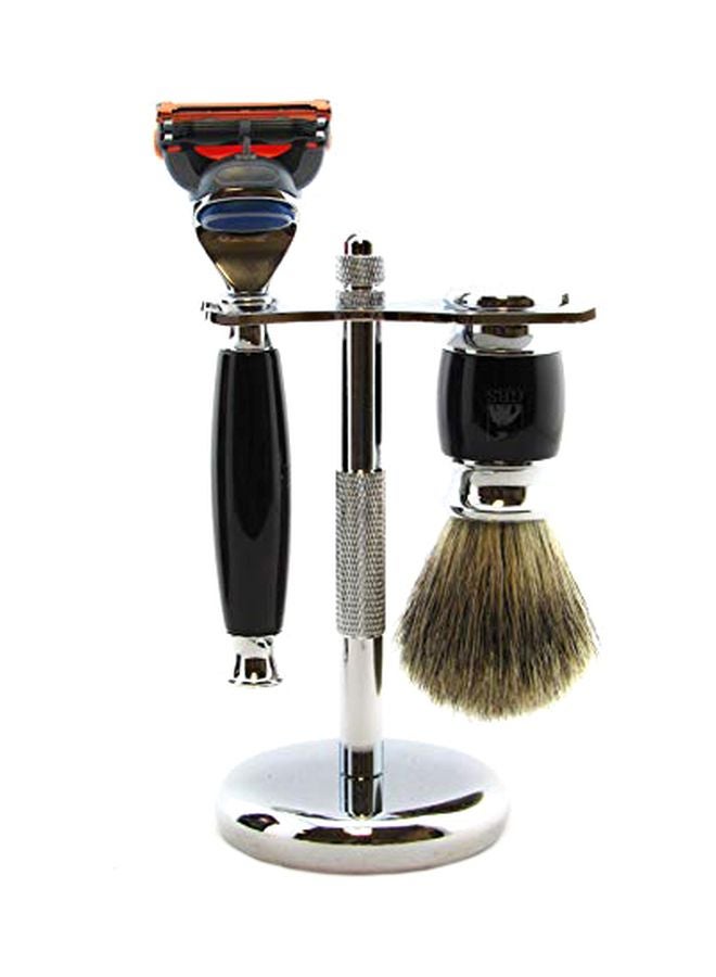Pack Of 3 Premium Shaving Set Black/Silver/Beige