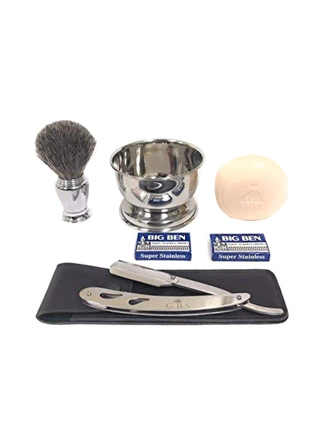 Professional Barber Straight Edge Razor Kit Silver/Beige