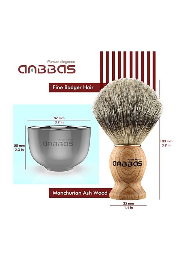 Shaving Kit Silver/Brown