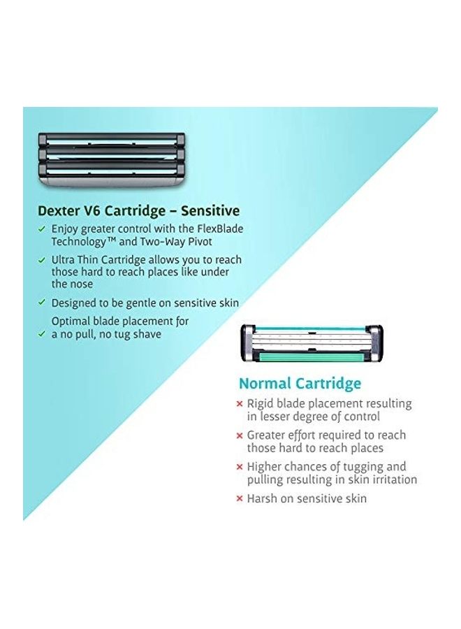 Dexter V6 Set of 4 Sensitive Cartridges With FlexBlade Technology Multicolour