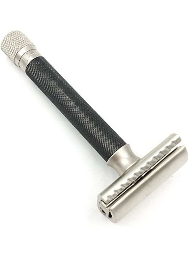 Adjustable Double Edge Safety Razor Set Silver/Black